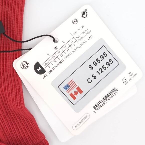 Desigual Eco Adjustable Red Ribbed Love Olympia Sweatshirt Top - US Size S - NEW - Picture 7 of 16